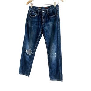 Anthropologie Pilcro Jeans Womens 27 Blue Distressed Denim Slim Boyfriend Crop